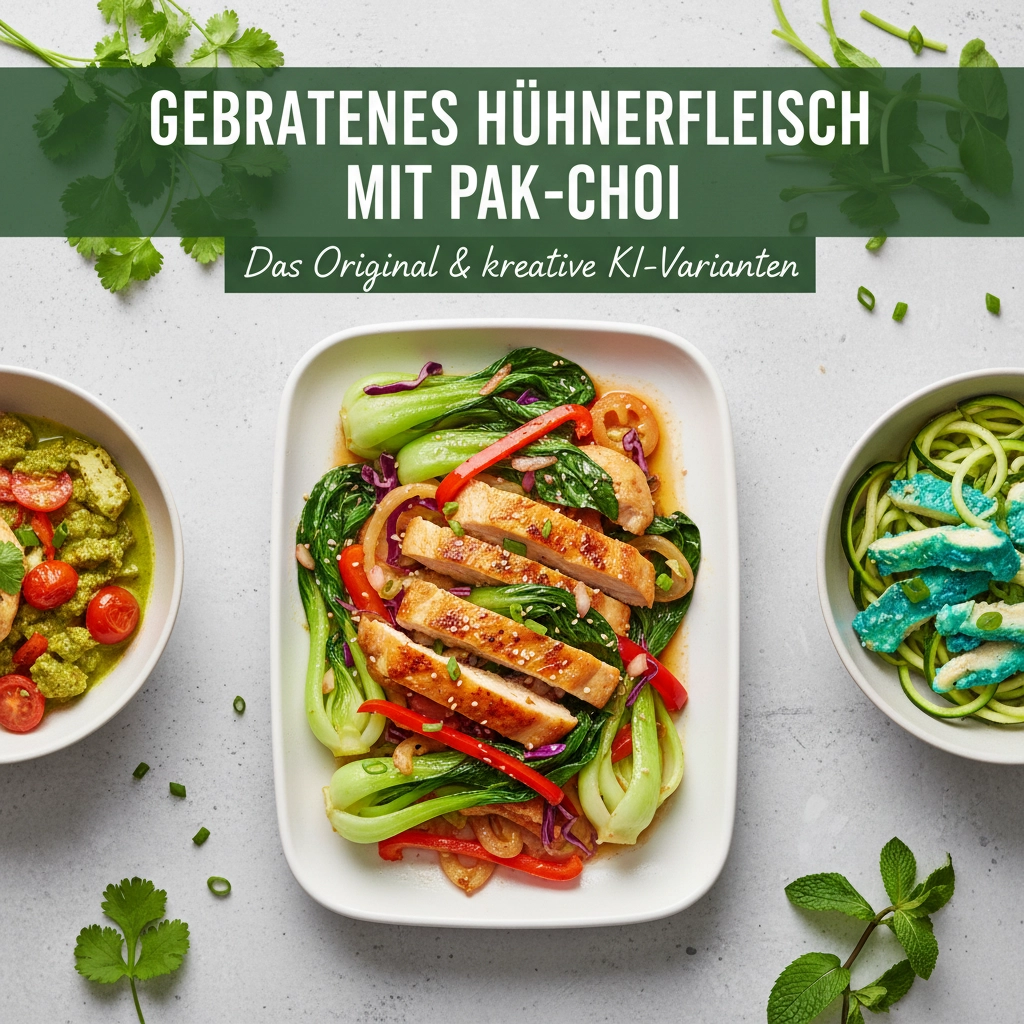 Gebratenes Hühnerfleisch mit Pak-Choi – Das Original & kreative KI-Varianten