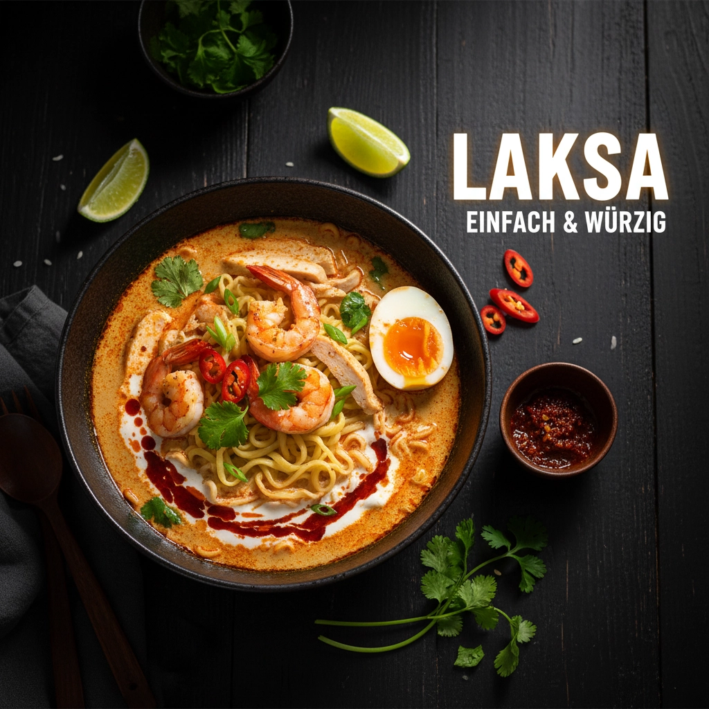 Laksa – Malaiische Kokosnudelsuppe einfach & würzig