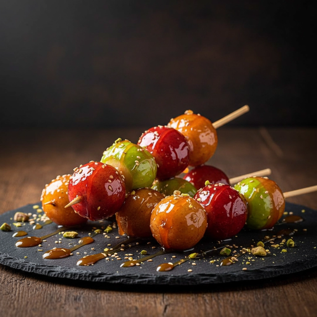 Karamellisierte Apfelbällchen (Tanghulu)