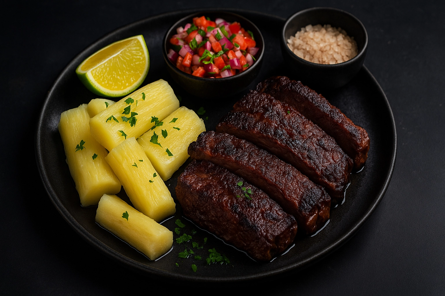 Carne de Sol com Macaxeira – Trockenfleisch und Maniok, nordbrasilianisch