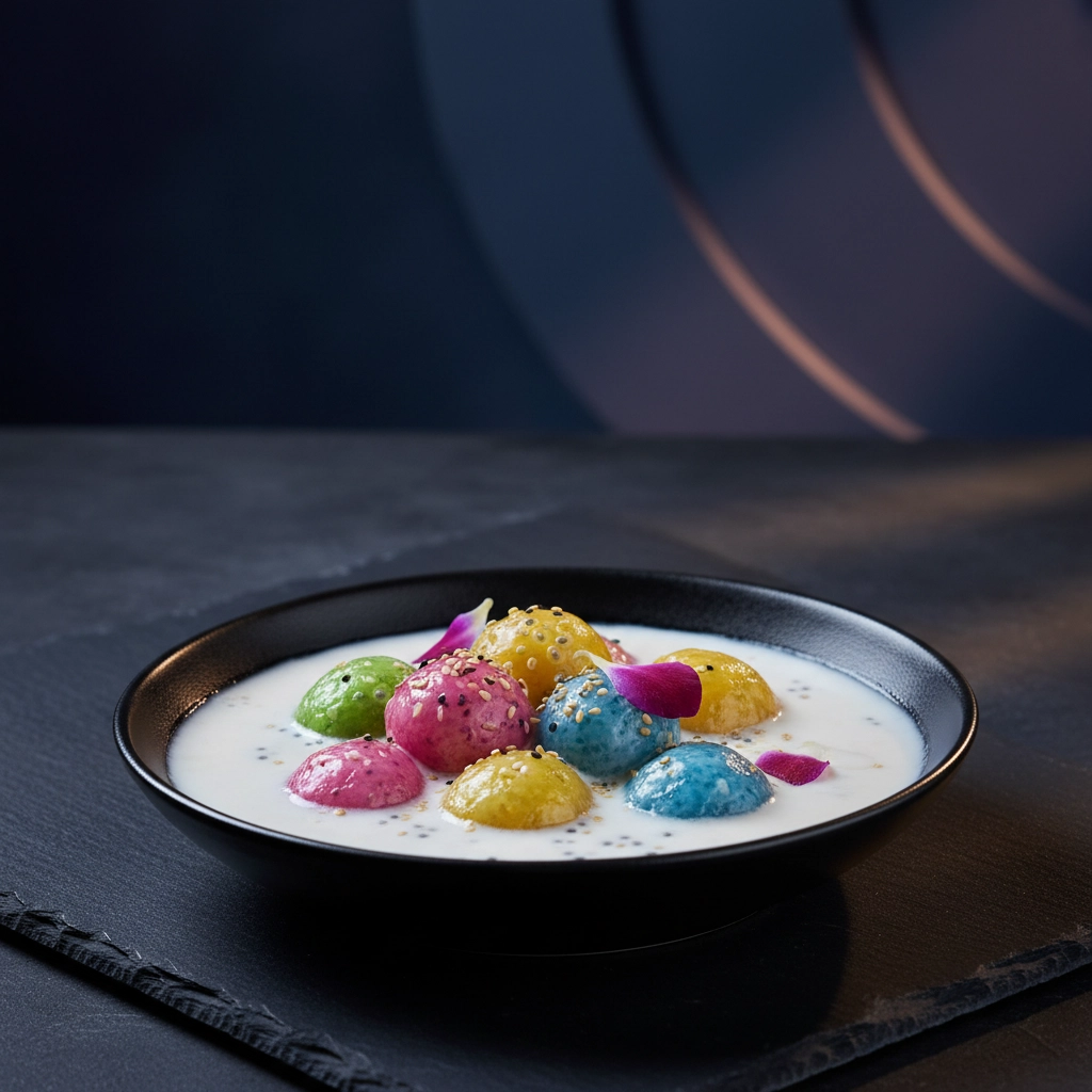 Süße Klebreisbällchen in Kokosmilch